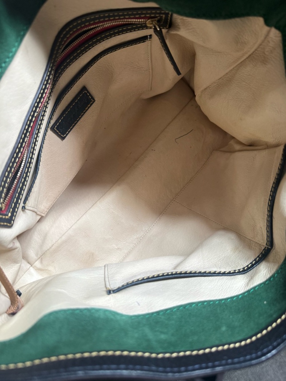 Dooney and Burke Florentine Large Amelia Navy Leather Tote Gold Hook Closure - Picture 9 of 12